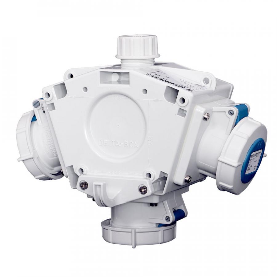 TOMA TRIPLE AEREO 16AMP 2P+T 250V AZUL 6H  IP67 (DELTA BOX)